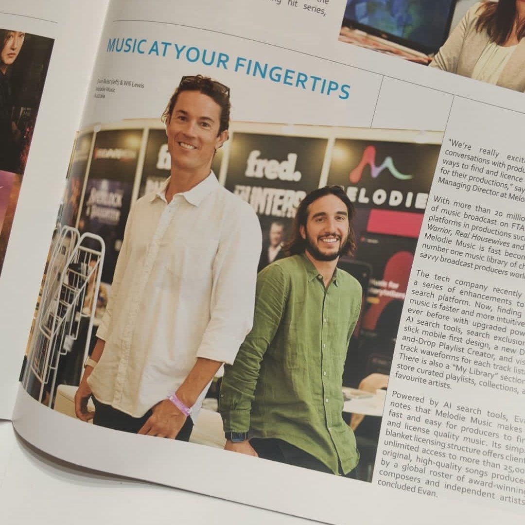 Spotted in @asiatvforum magazine! 🎶 If you’re at ATF in Singapore, come say hello to Evan Buist and Will Lewis from Melodie at the Australian Pavilion stand FC09 📍 #MelodieMusic #MusicLicensing #LibraryMusic #MusicForBroadcast #AsiaTVForum2023