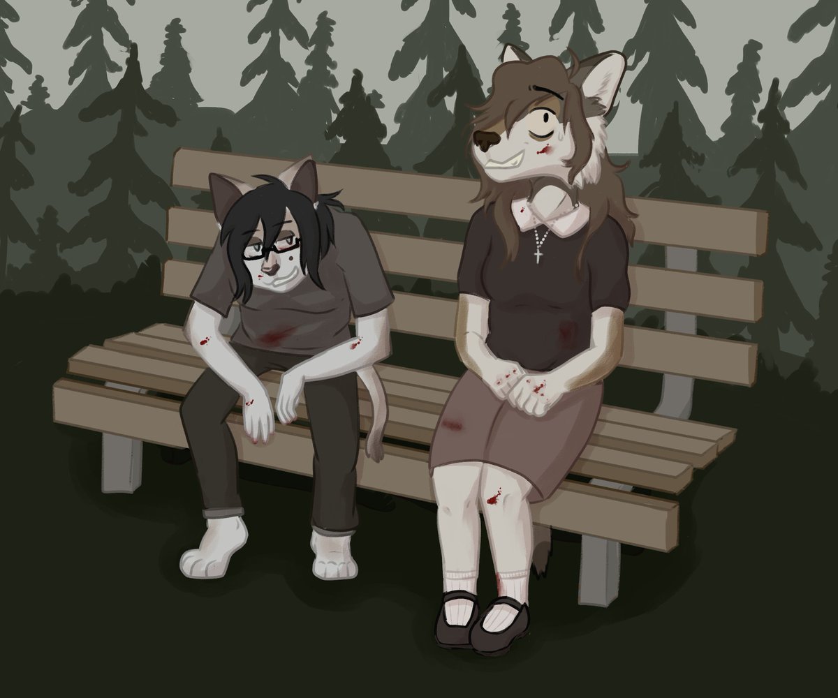 cryptidrose's tweet photo. wolf on bench drawing from 2019 vs 2023 LOL https://t.co/qfbrLK6znt