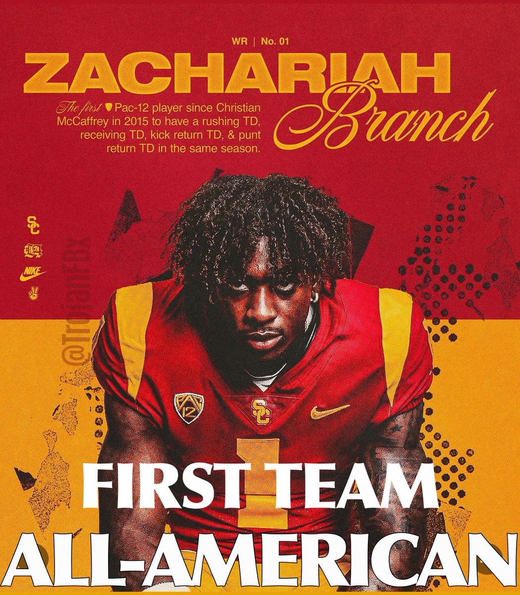 Zachariah Branch is the FIRST EVER true freshman to be named First Team All-American in school history! Congrats @zachariahb03 ⚡️⚡️⚡️ We are excited for your bright future at USC. Fight On✌️