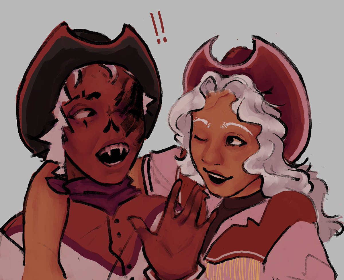 carioncreature's tweet photo. finals week is almost over so yk what that means. my dnd ocs in cowboy outfits https://t.co/Vf519vlLqW