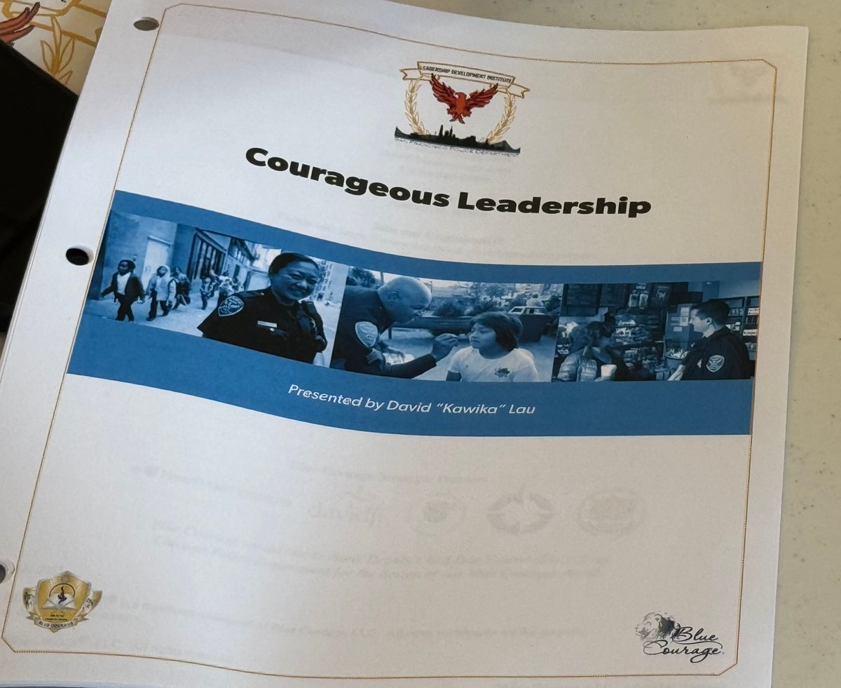 bluecourage's tweet photo. Session 11 of SFPD’s LDI for Cohort 5 was inspirational! Michael opened the day introducing the very inspiring presenter, David (Kawika) Lau, who spoke about Courageous Leadership! #bluecourage #leadershipdevelopmentinstitue #courageousleadership #kawikalau #SFPDLDI #inspiring https://t.co/KokVrQDI9K