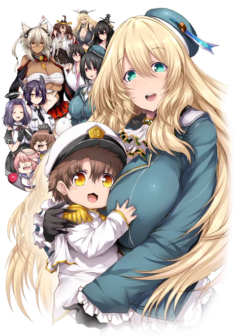 祭り幻想と担くん提督9周年記念 +艦これ10周年記念で描きました 担くん提督+愛宕さん+担くん提督の保護者の皆さん   灬'ิω'ิ灬  ⎞こちらを会場で扱う予定なのでお楽しみに #艦これ