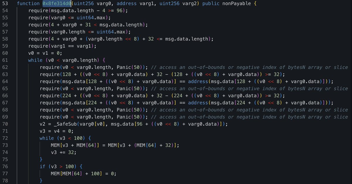 分享个案例：破被盗原因最怕的是潜伏许多的盗币，历史痕迹关联就不会太直接，但区块链的好处是，真相总在，不管藏在哪个角落。

早上有个朋友的 USDT 莫名其妙被转走，看了 tx 记录（图1），以及未开源的恶意合约：

图2：0xe6bb03157377FB11012A473Ec18CA13238268eaA