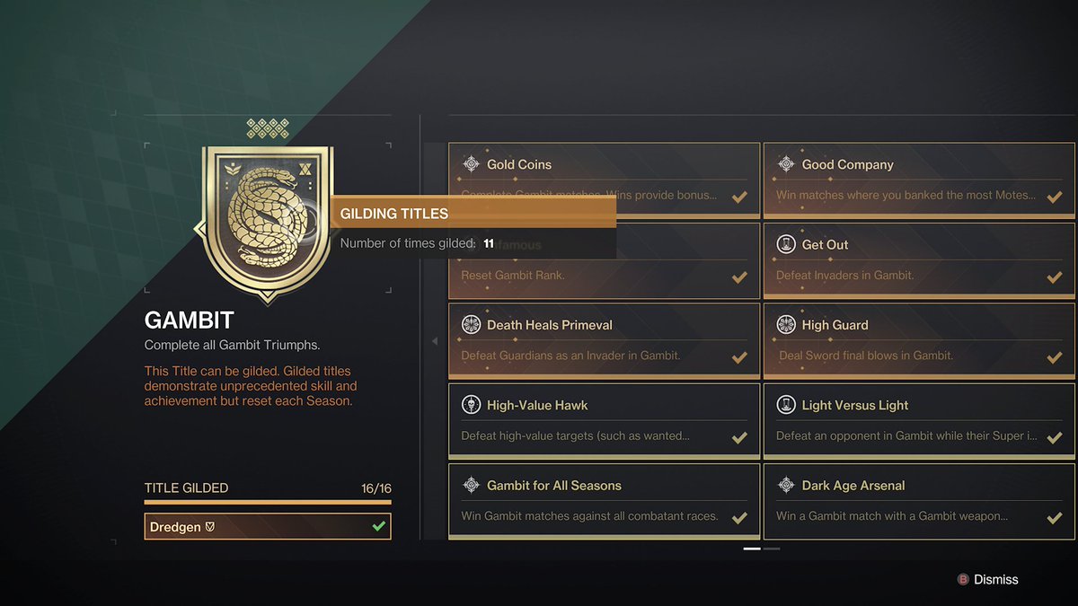 JenniMGF's tweet photo. @destiny_thememe I've been busy with a little baby (4.5 months now), but I always make time for Gambit.... For the memes of course. Usually try to gild it day 1, otherwise it's always done by the first weekend of the season 😅 bonus picture of gambit rank resets tracker on emblem and discord bot https://t.co/Mw4PlGFBvp
