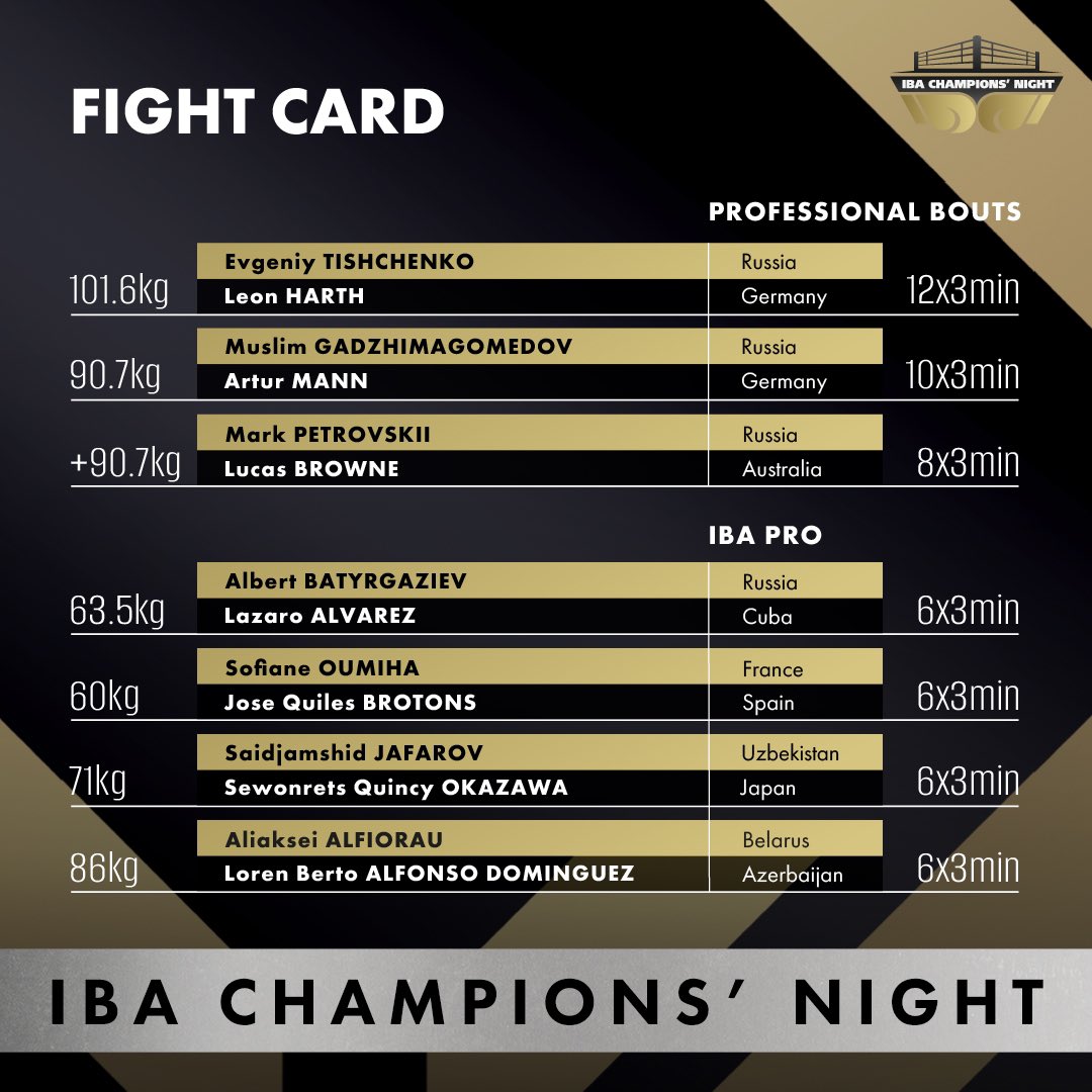 2 DAYS BEFORE THE MOST ANTICIPATED EVENT!🥊

Check out the fight card and get ready to witness thrilling fights in Dubai.

Who will you be rooting for? Tag the boxer in the comments 👇🏻

#IBAChampNight