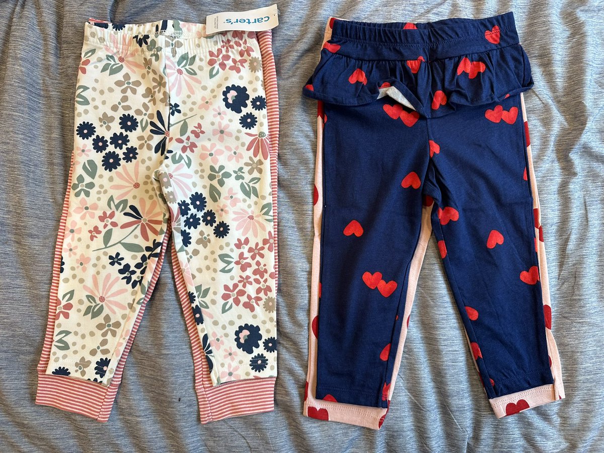Today in “baby clothing sizes are inconsistent”: these are all brand new <a href="/Carters/">Carter's</a> pants in size 18 months. Howwwwwww 🤷🏻‍♀️🤦🏻‍♀️