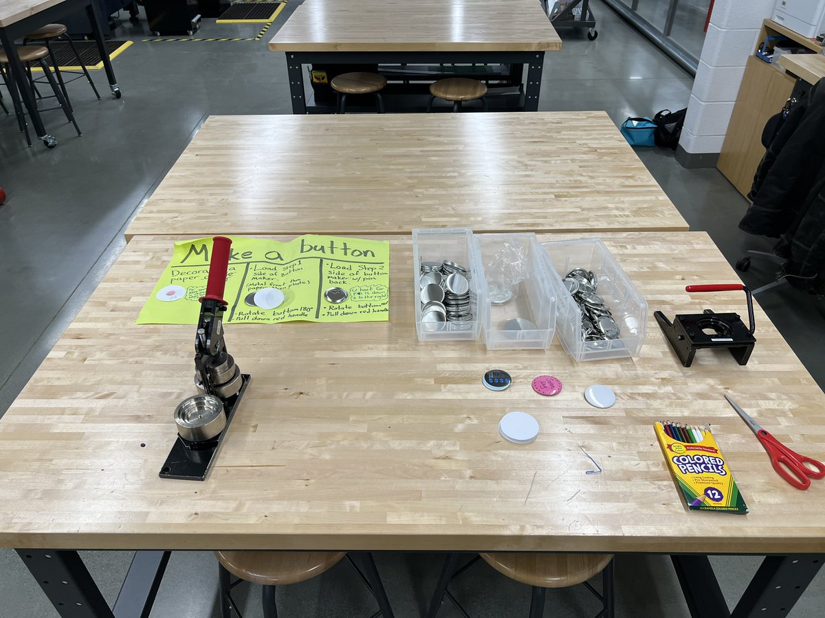DesignMakeTeach's tweet photo. Setting up stations for a new to science teaching workshop in #makerspace facilitated by a colleague. Stations feature hand tool, 2D digital fabrication & #3Dprinting as on ramps to constructivist teaching/learning for 1st year teachers. #MakerspaceLife @LCPS_Academies https://t.co/0bW9f71gEt
