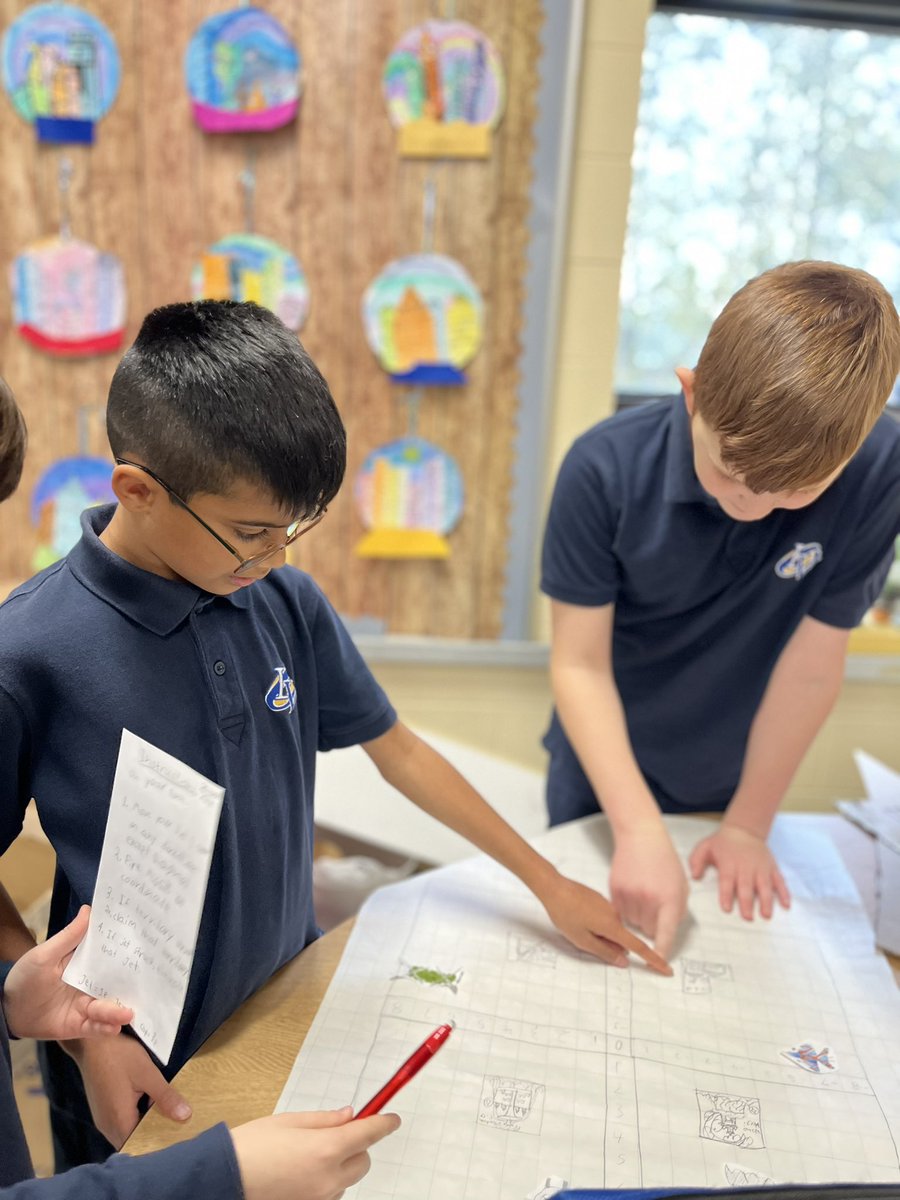 mrsnatashajones's tweet image. 🎮🧠 Exciting times in the classroom! Student groups showcasing creativity and math skills by designing a project-based game🚀 They've crafted instructions, game boards, and victory strategies for mastering the 4-quadrant grid. Learning meets fun! 🌐📚 #MathGames @OLVMWolverines