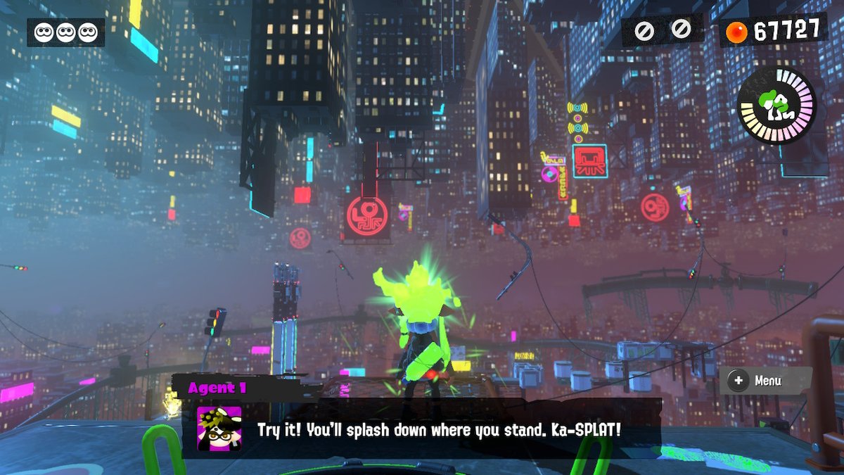 Kirbnation1's tweet photo. Dude this city background looks so gorgeous, I wished we could've explored this area #Splatoon3 #NintendoSwitch https://t.co/3uaBXrQEcy