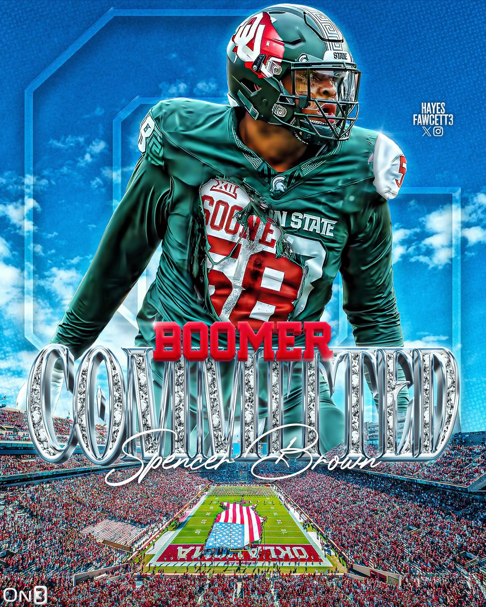 BREAKING: Former Michigan State OT Spencer Brown has Committed to Oklahoma, he tells @on3sports The 6’6 310 OT chose the Sooners over USC, Ole Miss, & others Will have 1 year of eligibility remaining on3.com/college/oklaho…