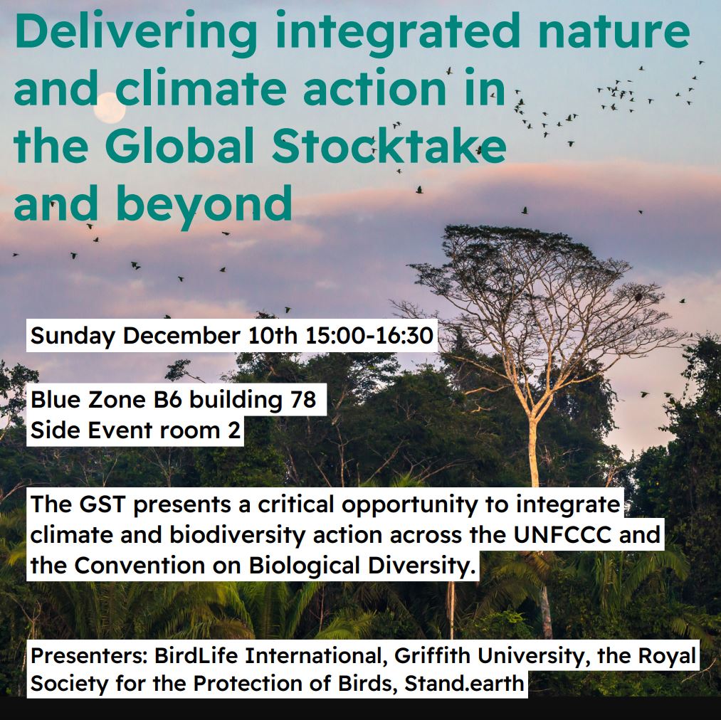 Please join Prof Brendan Mackey at COP28: Delivering integrated nature and climate action in the Global Stocktake and beyond on Dec 10th, 15:00-16:30 (Dubai Time). Be a part of shaping our global future! More info: unfccc.int/process-and-me… #ClimateAction @COP28_UAE @RSPBNews