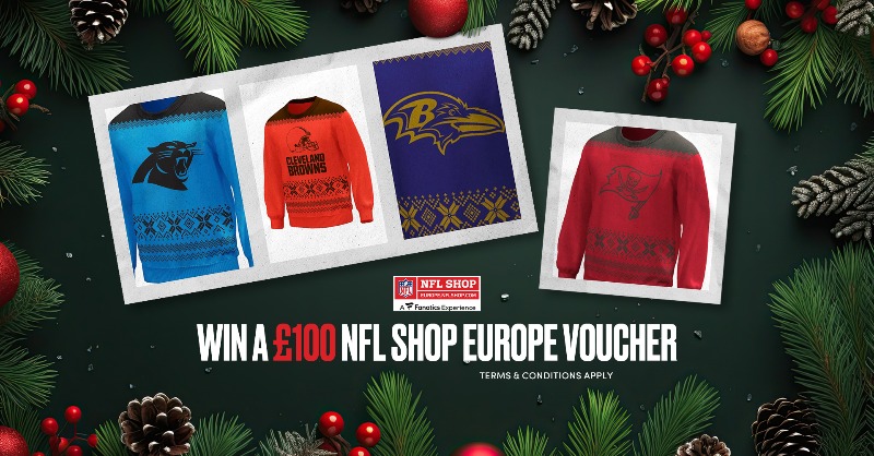 NFLUKIRE's tweet photo. It's Christmas Jumper Day! Celebrate with a £100 voucher to NFL Shop Europe 💻

All you have to do is repost this and tag a friend. Make sure you're both following @NFLUK to be in with a chance to win!