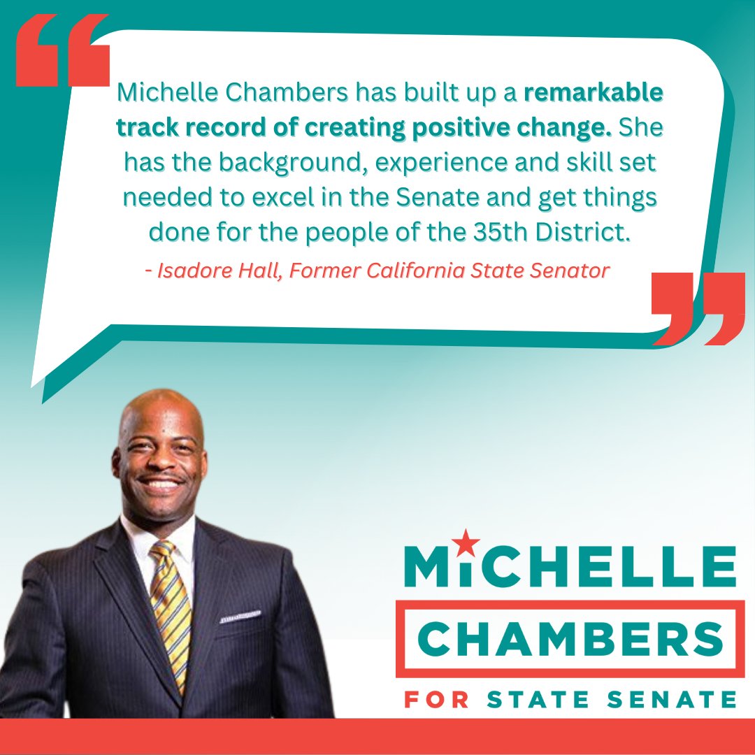 As someone who represented the people of #SD35 diligently <a href="/IsadoreHall/">Isadore Hall, III</a>'s confidence in our campaign says a lot! He has been a true friend and mentor to me and I’m incredibly grateful to have him on our team.