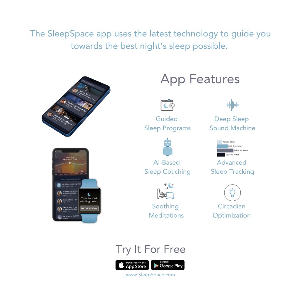 DanGartenberg's tweet photo. Are you ready to improve your health, performance, and relationships with better sleep?

SleepSpace is one of the most advanced sleep improvement technologies. We are one of the only solutions that goes beyond simply tracking sleep. We do this with our guided sleep programs focused on almost every sleep challenge, deep sleep sound machine, AI-based sleep coaching from Dr. Snooze, integration with various wearables, soothing meditations, and our circadian optimization technology.

We currently offer it completely for free for a trial period.

By signing up at https://t.co/8cj0WaVWFN, you will be one step away from getting a good night’s rest. With the app, you will have all the tools and techniques you need to enhance your sleep.