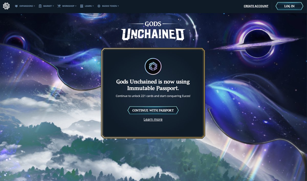 GodsUnchained's tweet photo. 🌐 IMMUTABLE PASSPORT 🌐

Mortals, Immutable Passport is officially the new access method for Gods Unchained!

💠 Users signing in before December 31st will receive a special Passport cardback!! (will be distributed in January)

Benefits of signing in with Immutable Passport:
✅ Sign in to GU with Google, Apple, email
✅ Passwordless sign-in free of reCAPTCHA

Immutable Passport wallet integration will come at a later date:
⭐ Seamless new player onboarding with automatic wallet creation
⭐ Move easily with your assets across Immutable games & marketplaces

Read the blog post for full details:
🔮 https://t.co/Gv61yfYJFr