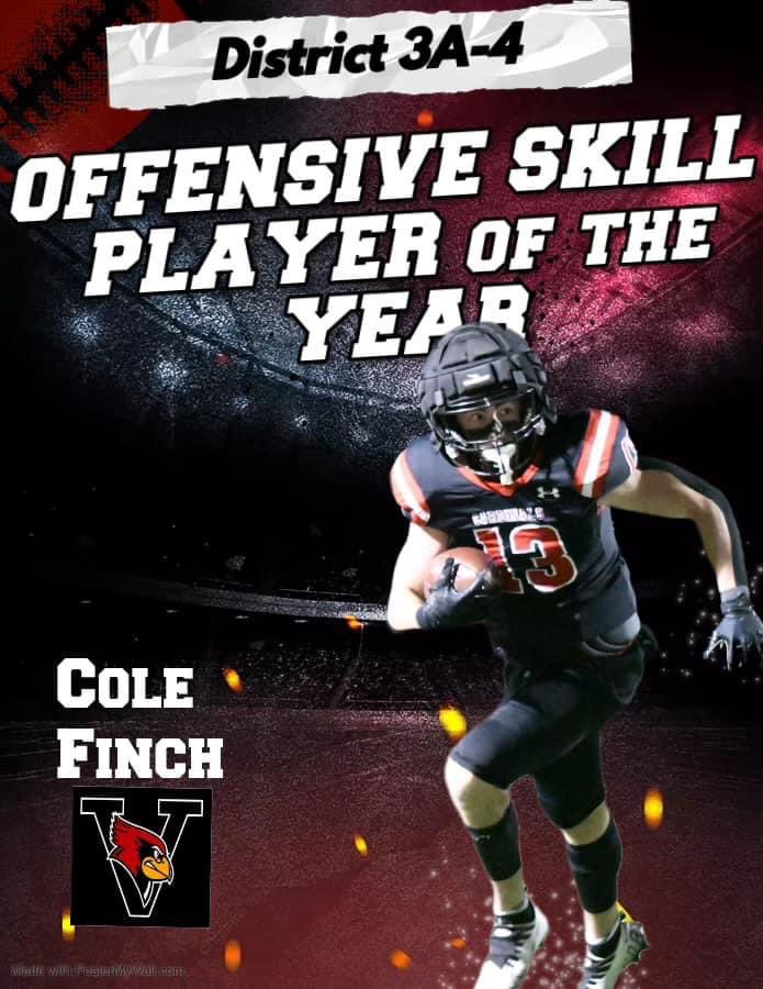 Vps_football's tweet photo. Congratulations to Cole Finch, District 3A-4 Offensive Skill Player of the Year! https://t.co/1Bx4uxC9RA