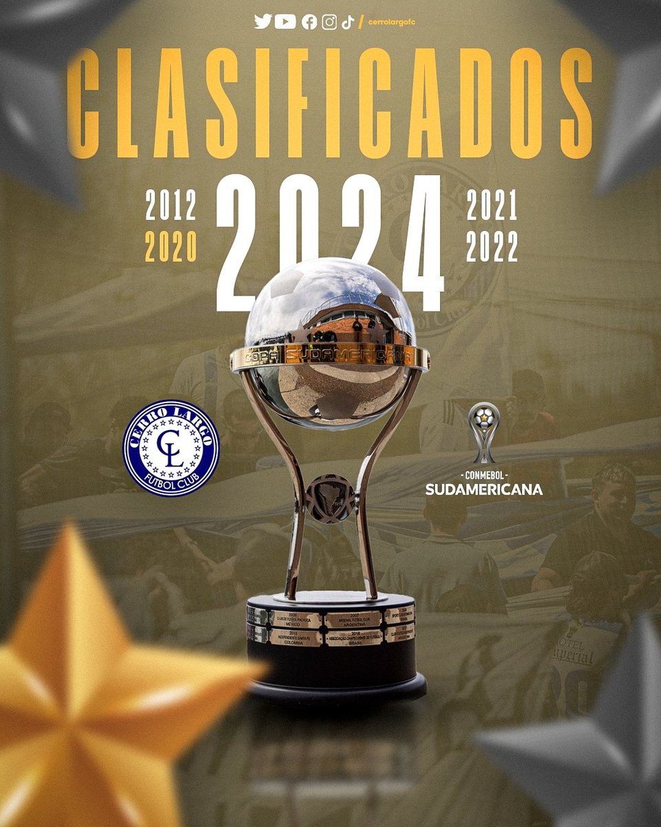 CerroLargoFc's tweet image. ✨𝗖𝗘𝗥𝗥𝗢 𝗟𝗔𝗥𝗚𝗢 𝗗𝗘 𝗔𝗠𝗘́𝗥𝗜𝗖𝗔✨

🏆 Clasificados a la Copa @Sudamericana 2024 

#UnClubDePrimera🏹 
#AgrandarACerroLargo🏹