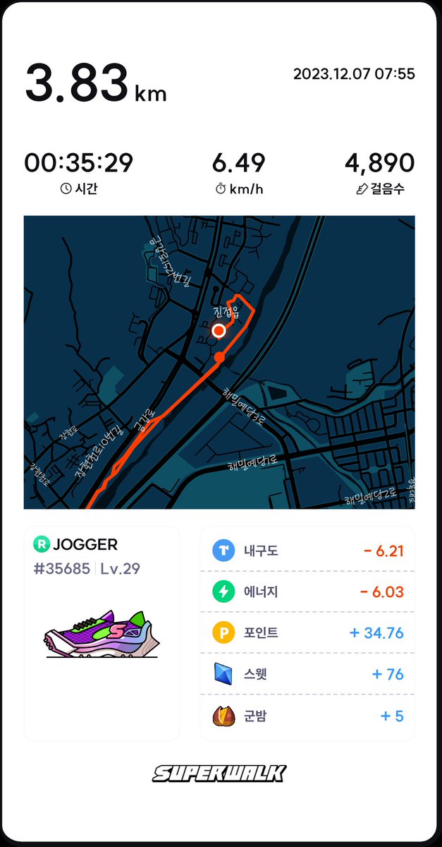 blue7535's tweet photo. [Day 6/20]
Superwalk exercise certification event! “Today’s workout completed!”
어제밤 훈련으로 오늘 아침은 쉬엄쉬엄
#SuperWalk #M2E #GRND #BNB    #BNBChain #BSC #STMcrew #reward #move2earn https://t.co/3b5zOBnbaM