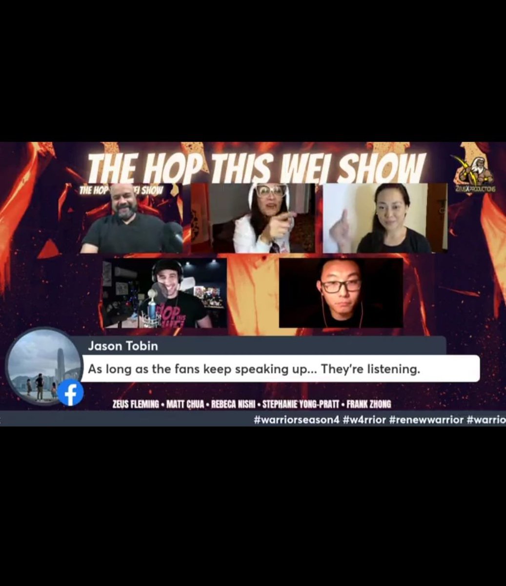 rags751's tweet photo. From yesterday's #TheHopWeiShow #YungJun #JasonTobin himself taking part in the live stream spreading the word about #Warrior based on the writings of @brucelee @bruceleedragon1 #RenewWarriorSeason4 on @StreamOnMax #MaxStreaming. https://t.co/FkkelLHLe4 https://t.co/AD9uhBUAmd