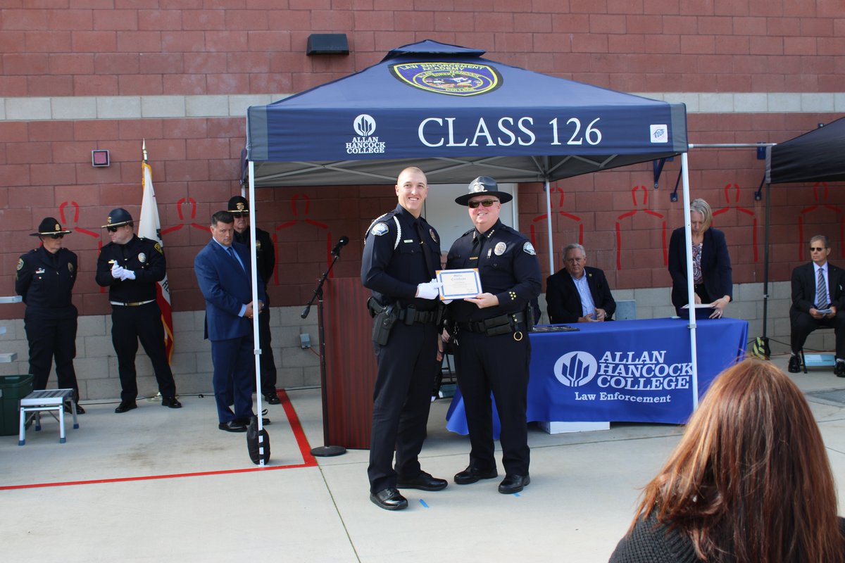 Grover_BeachPD's tweet photo. Congratulations to our newest police officer, Trenten Howell! Officer Howell graduated the @HancockCollege Police Academy this morning! He will begin the field training program next week! Please join us in congratulating him on a job well done! https://t.co/RVQFSLq4T1
