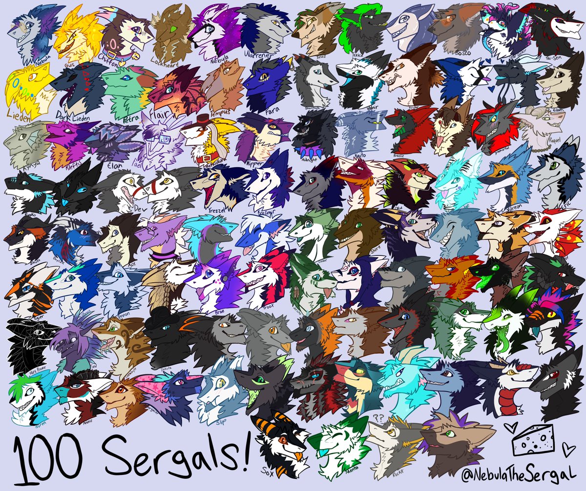 100 Sergals! 

WOW…this project is finally done!! Thank you everyone who bought a headshot,  I made so much from this and had a ton of fun drawing all of your sergals! The amount  of love, support, and attention towards these was amazing, maybe i will do it again sometime!
