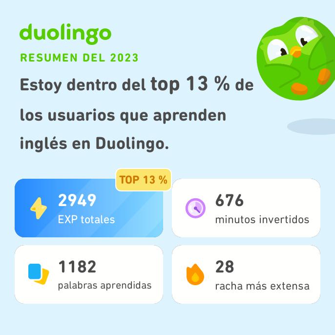 ZENEIDA07's tweet photo. ¡Miren todo lo que aprendí en Duolingo este 2023! ¿Qué tal ustedes? #Duolingo365 https://t.co/rQAFPSpxhe
