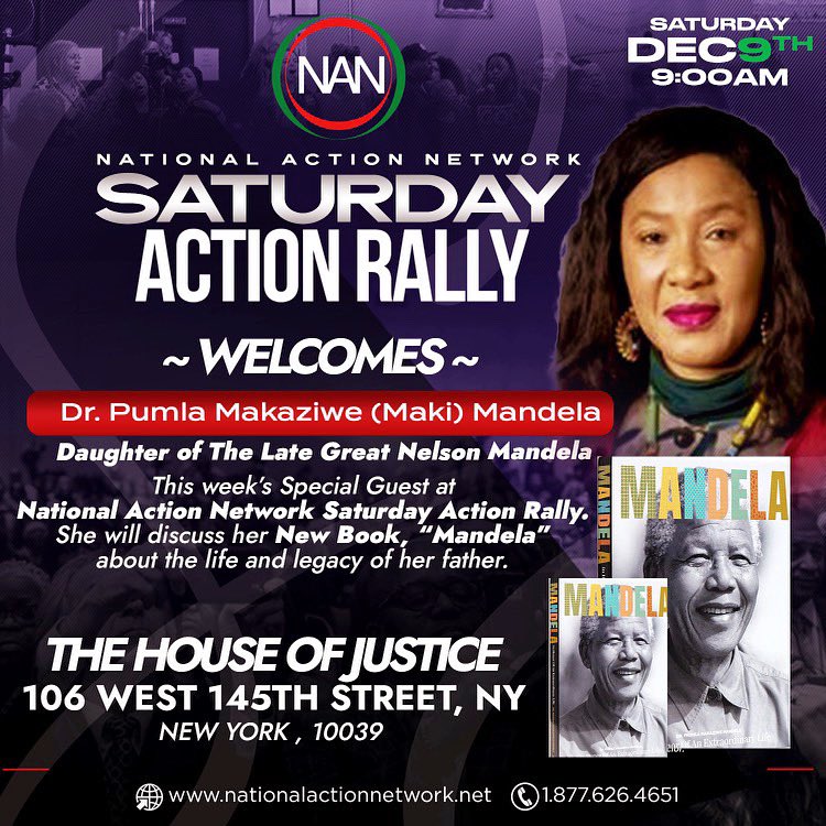 NationalAction's tweet photo. Dr. Pumla Makaziwe Mandela, daughter of the legendary Nelson Mandela, will grace our NAN Saturday Action Rally. She’ll discuss her new book “Mandela,” offering an intimate look into her father’s inspiring life and enduring legacy. 

Don’t miss this enlightening experience. https://t.co/FuMGEg9rB2
