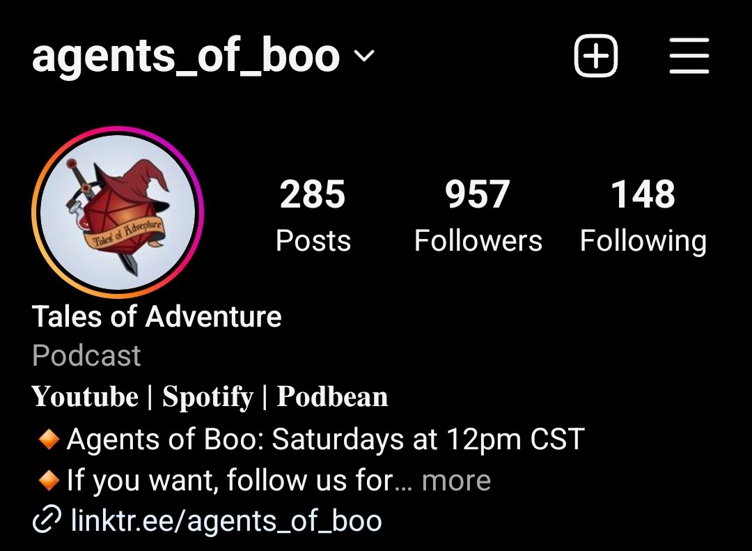 agents_of_boo's tweet photo. So close to one 1k on IG! 

Let's get it, baby!

#dapprwombat #agentsofboo #pocttrpg #dungeonsanddragons #podcast https://t.co/tZmkqsLChL