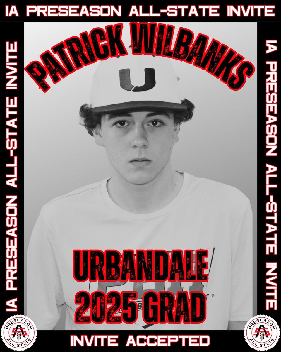 𝟐𝟎𝟐𝟒 𝐈𝐀 𝐏𝐫𝐞𝐬𝐞𝐚𝐬𝐨𝐧 𝐀𝐥𝐥-𝐒𝐭𝐚𝐭𝐞

Patrick Wilbanks  ➡️ 𝘐𝘯𝘷𝘪𝘵𝘦 𝘈𝘤𝘤𝘦𝘱𝘵𝘦𝘥

✖️: <a href="/PatWilbanks17/">Patrick Wilbanks</a>
⚾: 1B
🎓: 2025
📚: <a href="/JHawk_Baseball/">Urbandale Baseball</a>

#IAPreseasonAS24

👤: loom.ly/aWgwess