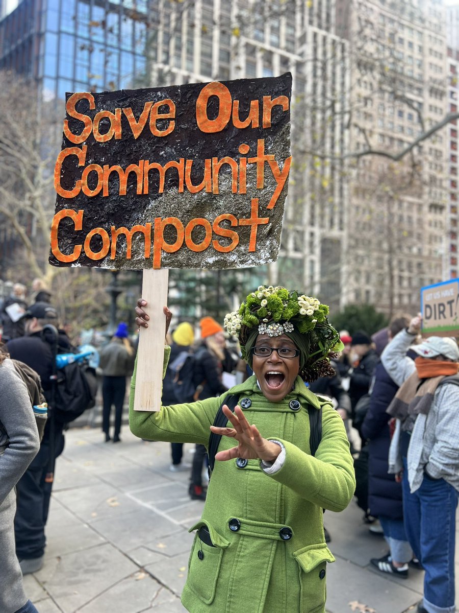 katieholten's tweet photo. Thanks to everyone who came out to City Hall today to tell @NYCMayor how atrociously wrong he is to try and even think about cutting funding to community composting. SHAME ON MAYOR ERIC ADAMS. @NYCMayorsOffice #SAVEourCOMPOST https://t.co/XI7qFPOJJl