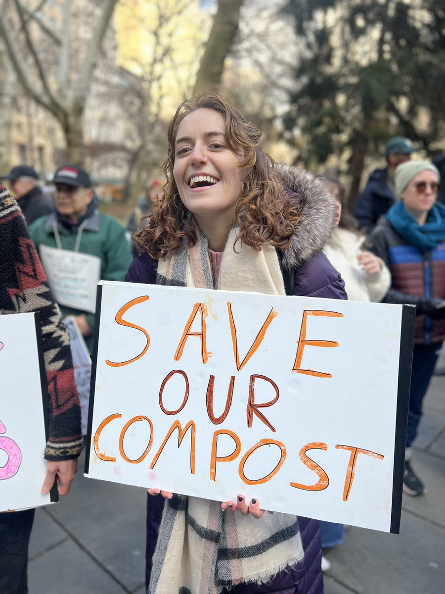 katieholten's tweet photo. Thanks to everyone who came out to City Hall today to tell @NYCMayor how atrociously wrong he is to try and even think about cutting funding to community composting. SHAME ON MAYOR ERIC ADAMS. @NYCMayorsOffice #SAVEourCOMPOST https://t.co/XI7qFPOJJl