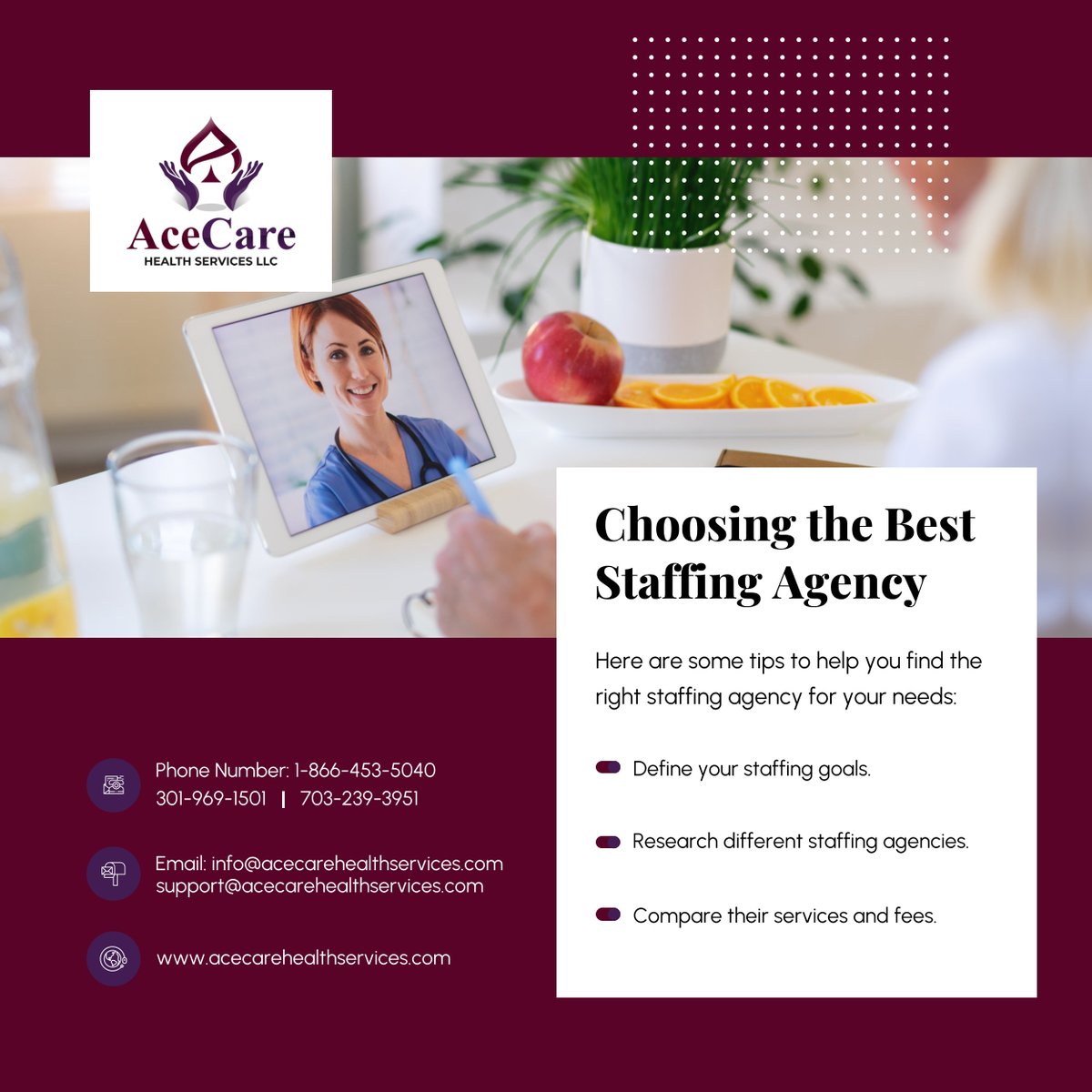 When choosing the best staffing agency for your business, you have to consider various factors, such as its reputation, fees, and services. This will help ensure a smooth and successful staffing process.

#ChevyChaseMD #BestStaffingAgency #HomeHealthCare