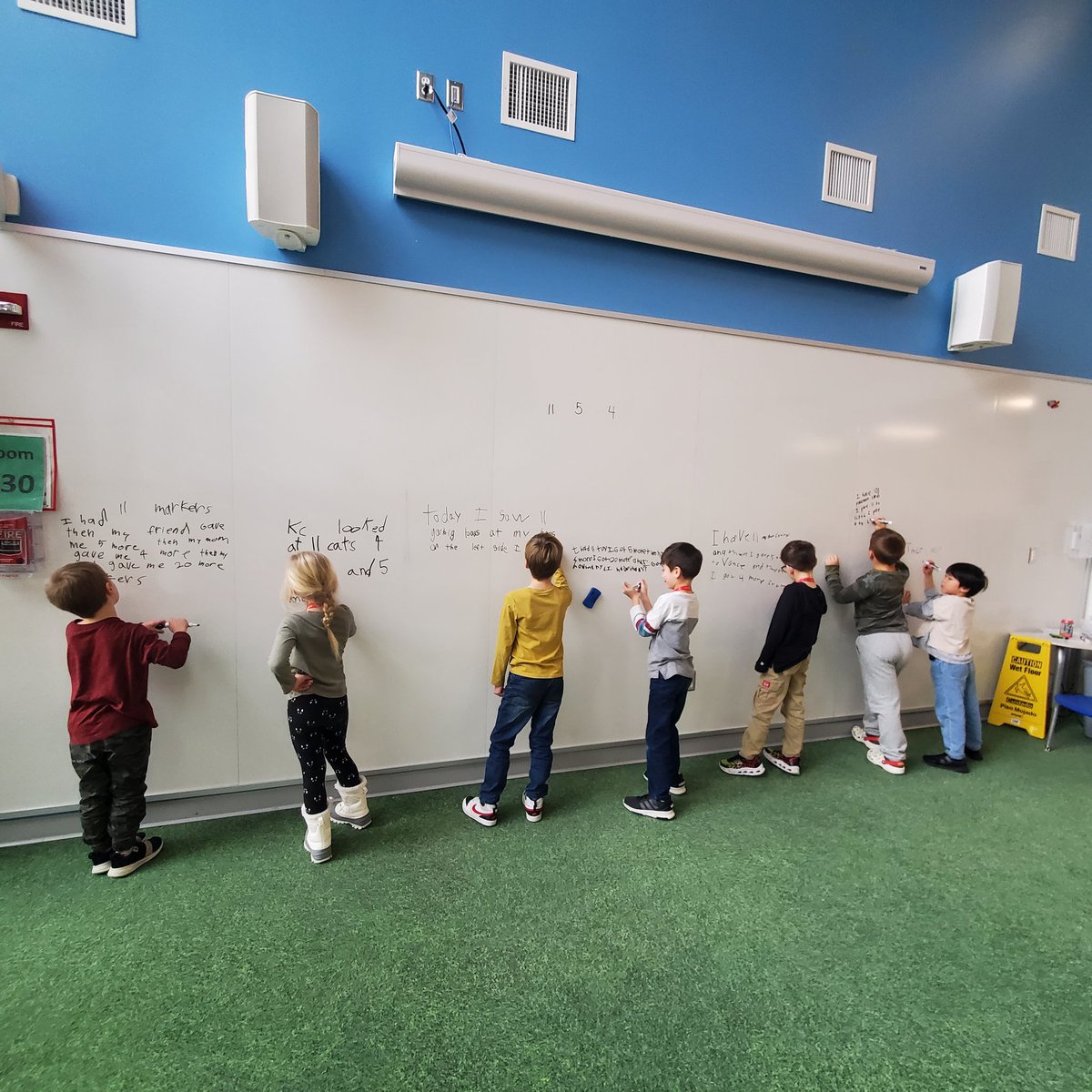 salmon_d95's tweet photo. First grade mathematicians had so much fun writing word problems for each other to solve that they asked to do it again today!  Some serious learning taking place on learning stairs this week! #empowerd95 @katieedengler @LindsayKopinski @APowers7789 @mrsaustind95 @moreanoLZ95 https://t.co/gVyDsOYV8s