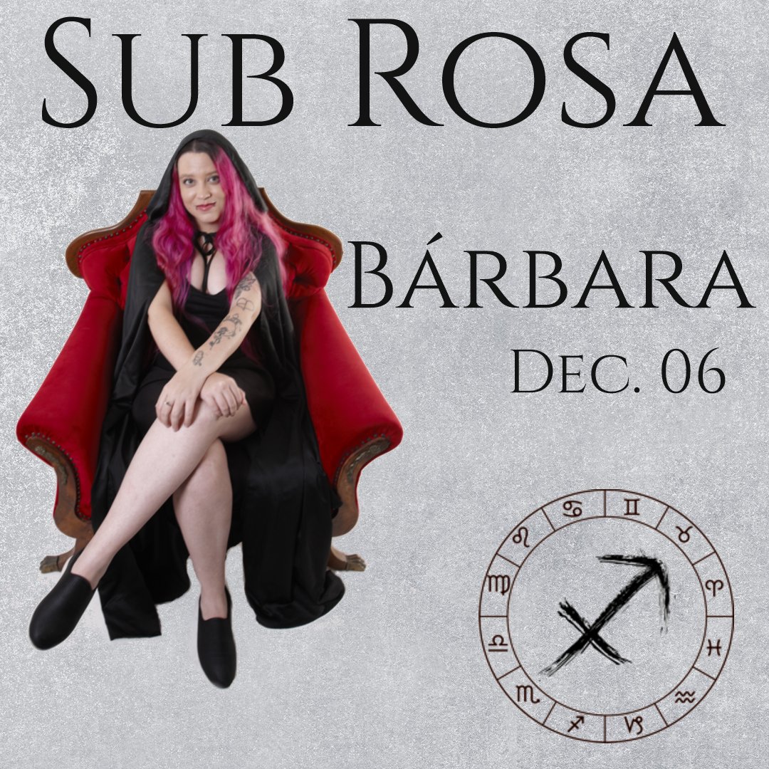 OfficialSubRosa's tweet photo. ANIVERSÁRIO DA BÁRBARA
06 de dezembro é dia de comemorarmos o aniversário da Bárbara, baterista e cantora da Sub Rosa.
Unamo-nos, todos, para enviar para ela as melhores energias!
Parabéns, Bárbara!
Sigam a Bárbara no Instagram: @barbaralaranjeira

#SubRosa #RockProgressivo #Rock https://t.co/3oqdaaMtPm