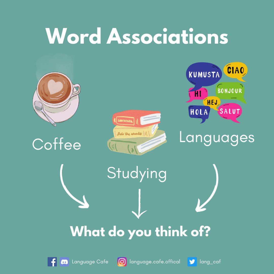 Word Associations:
☕Coffee -> ?
📚Studying -> ?
🗣️Languages -> ?

What do you think of?

#Coffee #studying #languages #langtwt #studytwt #learninglanguages #game #wordassociation