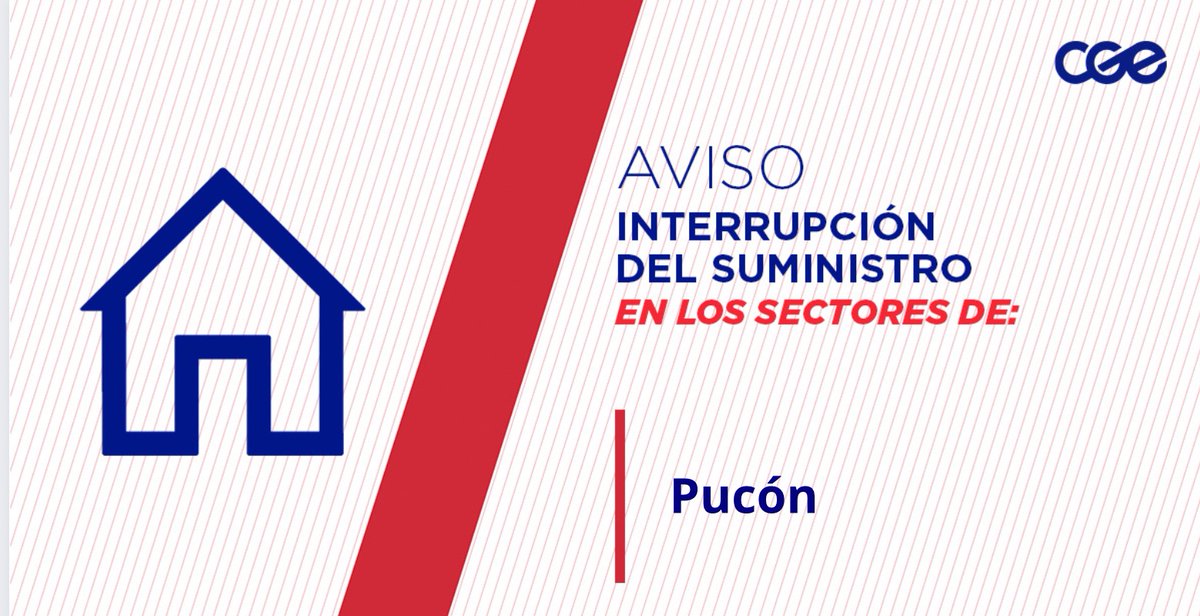 CGE_Clientes's tweet photo. Informamos a nuestros clientes de los sectores Arauco, General Urrutia, Avenida Los Parques, Colo Colo, Colo Colo y aledaños, comuna de #Pucón, la interrupción del suministro eléctrico. Nuestro personal de emergencia ya está informado. https://t.co/V1i7E8IZGa