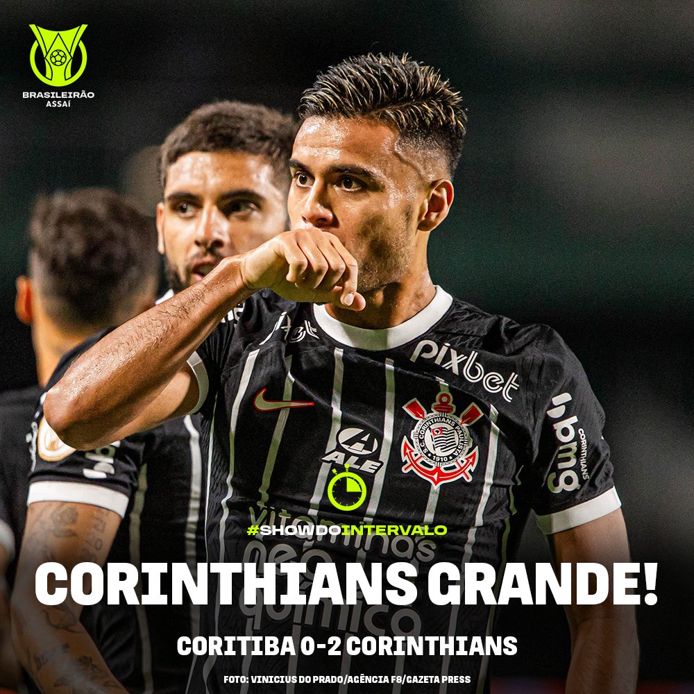 Brasileirao's tweet photo. Timão na frente! #ShowDoIntervalo com vantagem do @Corinthians no placar! https://t.co/uJZ3O0GFhq