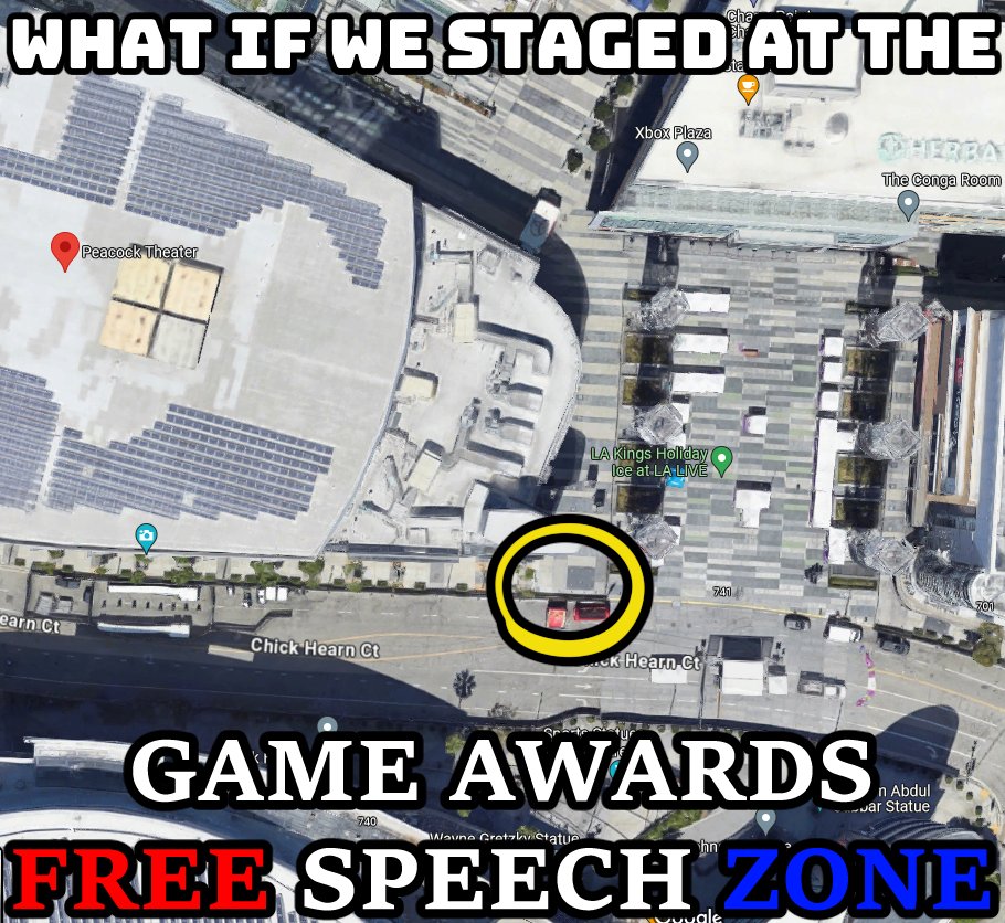 GWSoCal's tweet photo. IN LESS THAN A DAY! Join us at the #TheGameAwards to protest one of the worst years of layoffs in the industry's history!

If you show up early, meet us at the staging area next to the Peacock Theater box office!

More info here:
https://t.co/RWHpdkMKNl https://t.co/qoKeF87gjW