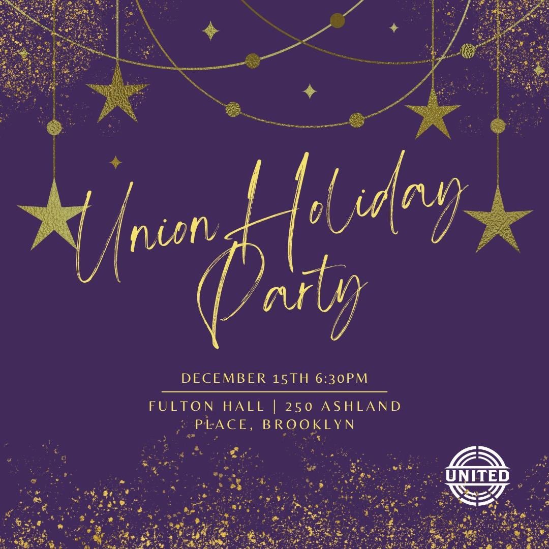 NYSLWU's tweet image. Next on the agenda, NYSLWU Holiday Party! ✨ Join your colleagues and celebrate on Friday, December 15th at 6:30pm in Brooklyn.
