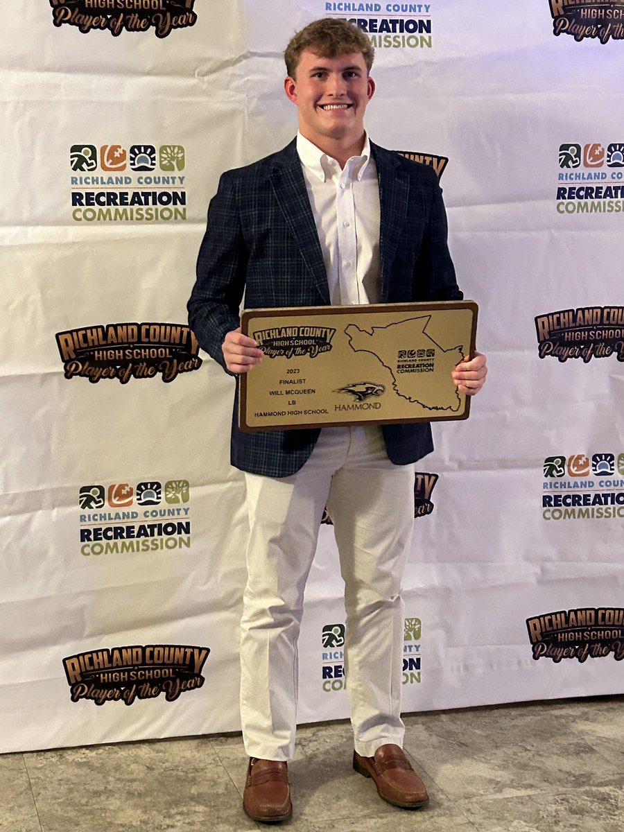 Congratulations to our guy <a href="/WillMcQueen_/">Will McQueen</a> for being named a top 5 finalist for Richland County 🏈 Player of the Year! We are so proud of you for always representing <a href="/HammondSports/">Hammond Athletics</a> in such a first class manner!
