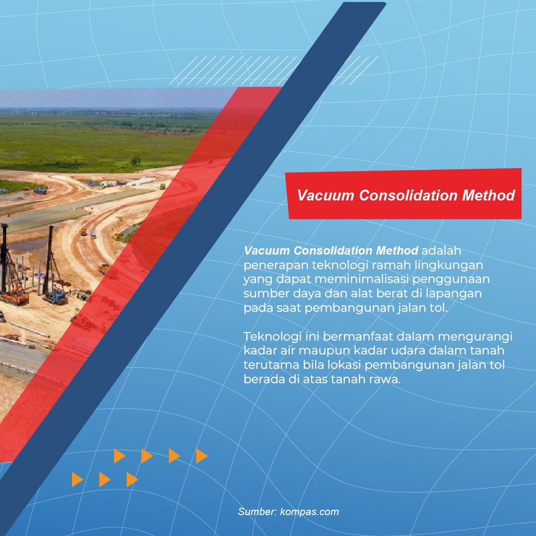 NusantaraInfra's tweet photo. Hi Sobat Nufra!
Kembali lagi dalam Infrapedia. Penerapan teknologi konstruksi dalam pembangunan jalan tol. Salah satu teknologi yang dapat digunakan adalah Vacuum Consolidation Method.
#InfrastrukturCepat #NusantaraInfrastructure #TollRoad #Infrapedia #JalanTol https://t.co/G4ITnH0eiD