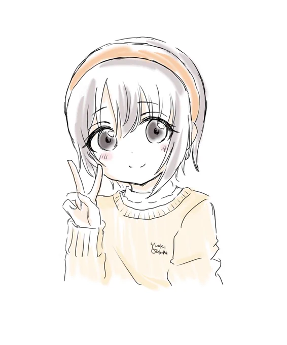iPadお絵かきリハビリらくがき乙倉ちゃん(しまゆきちゃんの可愛いコーデを参考に…) 