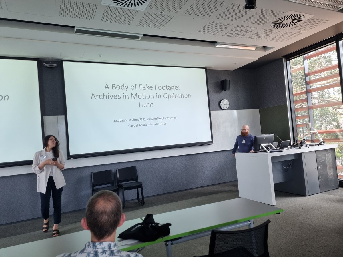 FrenchUsyd's tweet photo. Wonderfully engaging panel at #ASFS2023 with @andrewjmcgregor and Jonathan Devine, "Between the Real and the Imaginary: Screened Bodies", with brilliant chairing by @FelicityChaplin https://t.co/tdqDBtetbf