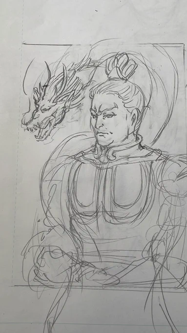 かみさんはカッコイイと言う どうも鎧がフィットしてるようにスッと描けない もうちょっと時間置いてから再挑戦するか… 