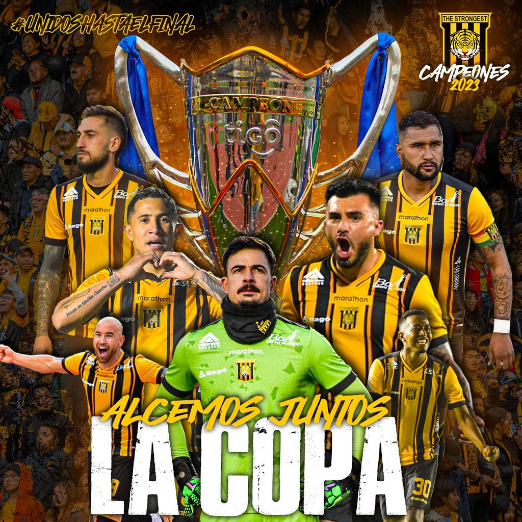 ClubStrongest's tweet photo. ¡Llegó el momento más esperado! Finalmente levantamos la Copa 🏆🐯 

Todos unidos conseguimos el objetivo ¡Felicidades familia Stronguista, celebremos todos juntos campeones!

#ClubTheStrongest 
#DaleCampeón 
#LevantaTuCorazón  
#UnidosHastaElFinal https://t.co/mVyYvfTUjZ