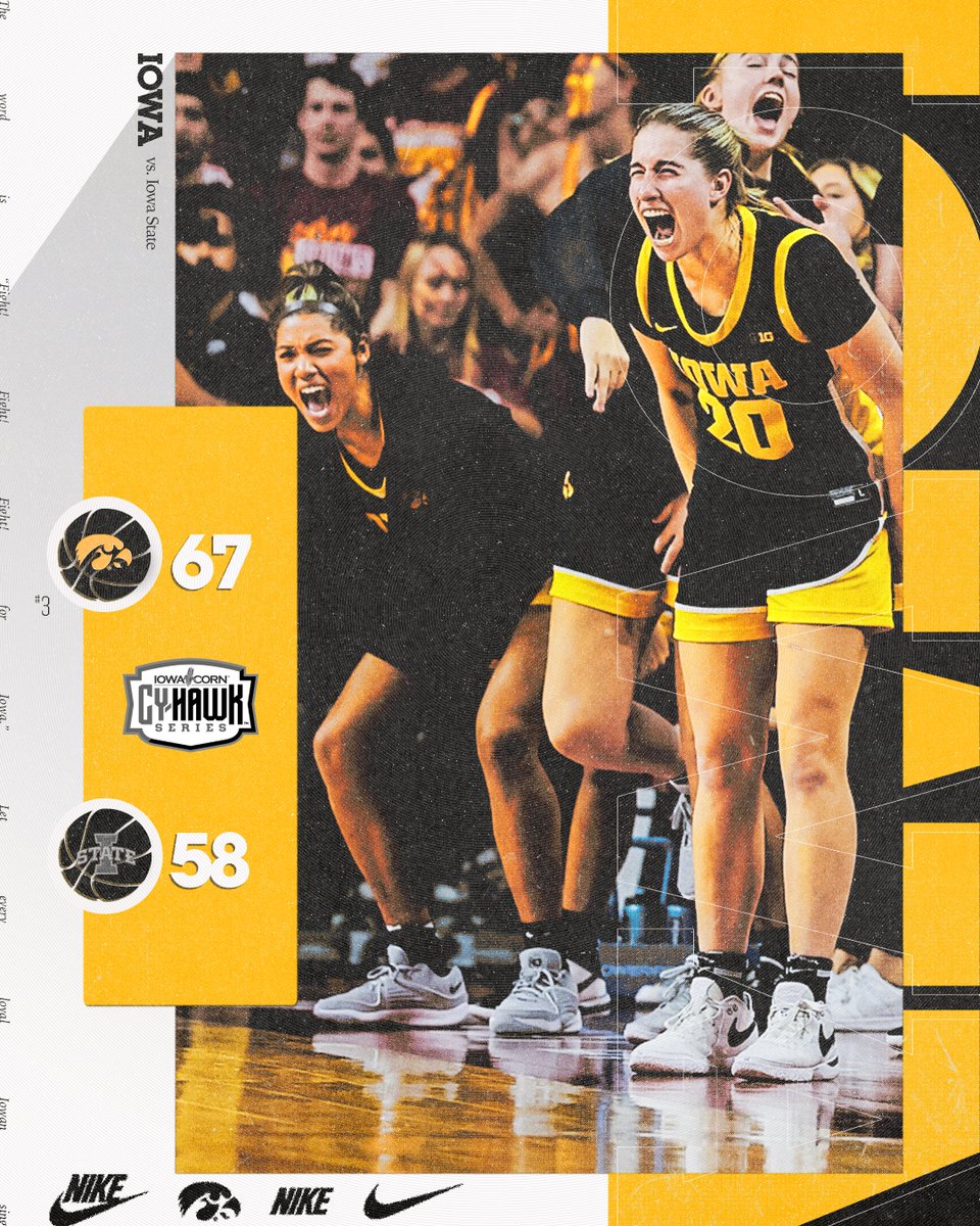IowaWBB's tweet photo. I̶o̶w̶a̶ ̶S̶t̶a̶t̶e̶. 𝗜𝗼𝘄𝗮'𝘀 𝗦𝘁𝗮𝘁𝗲. 

#Hawkeyes https://t.co/B0IK9XRzxH