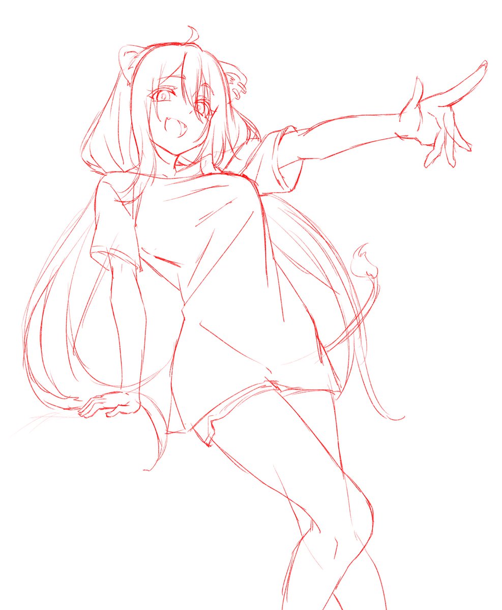 獅白ぼたん 「#ししらーと  まだラフ段階(';ω;`) 完成させたい…!!!!」|保村 成(ほむらみのり)のイラスト