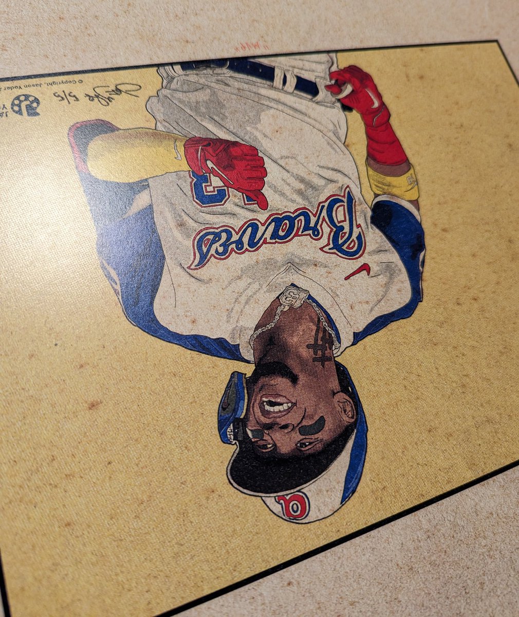 JasonYoderArt's tweet image. Signing and numbering some "fresh" prints. Total of 6 new art prints(4 pictured), featuring: Mark Grace (8"x12"), Marvin Harrison, Jr. (11"x14"), CJ Stroud (11"x14") &amp;amp; Ronald Acuna (11"x14"). #sportsart #sportsartist #digitalillustration