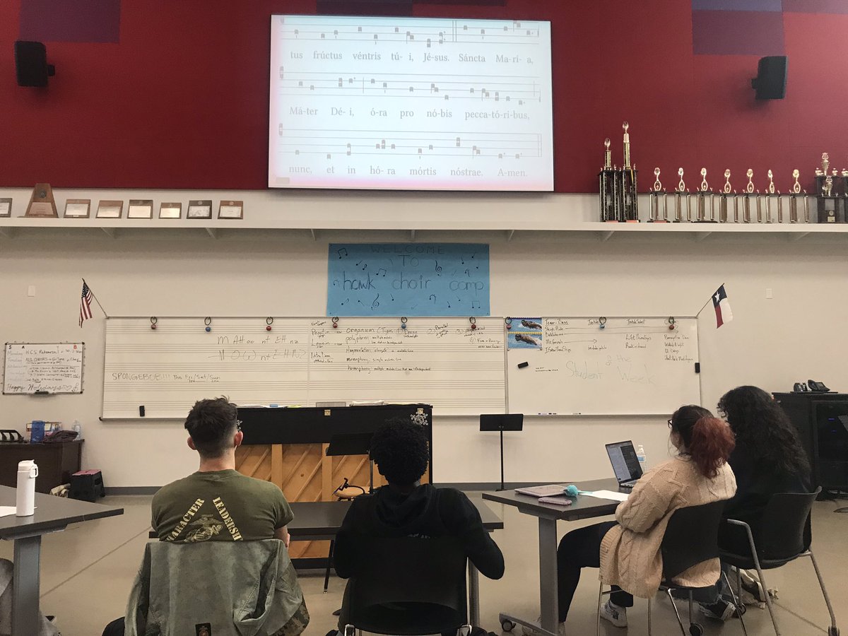 Learning about medieval notation and the Western European origins of polyphonic music in AP Music Theory. Students even read neumes and sang Gregorian Chant. @hayshawksfb <a href="/HaysFineArts/">Hays CISD Fine Arts</a> <a href="/hayshschoir/">Hays HS Hawk Choir</a> <a href="/HaysBands/">Hays Band</a>