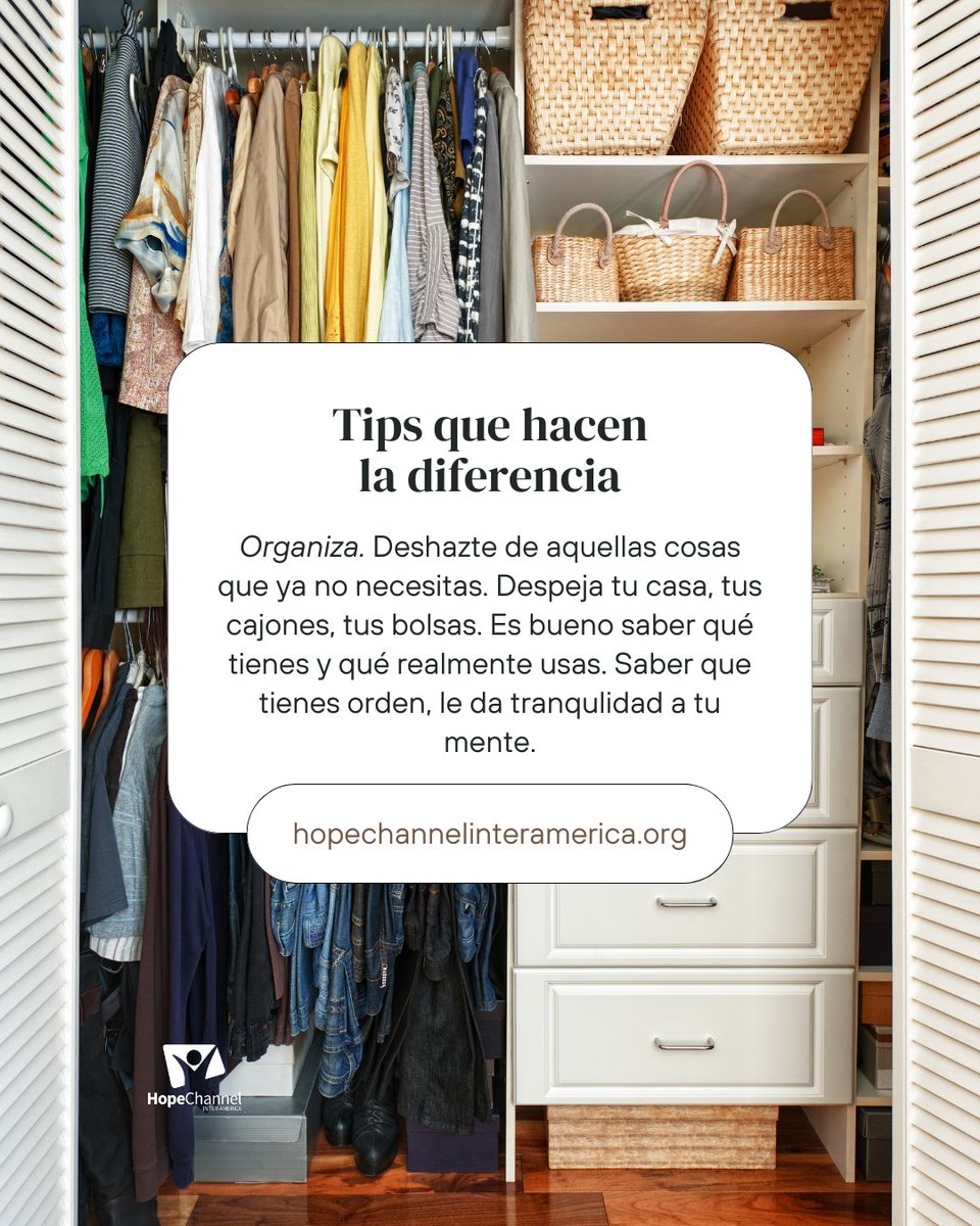 HopeChannel_IA's tweet photo. Esta semana en #TipsQueHacenLaDiferencia, hablamos sobre la organización. ¿Cómo andas en este aspecto? https://t.co/2PKhnijgrH